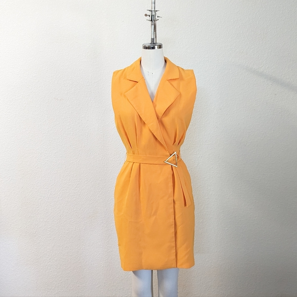 Amanda Uprichard Double Breasted Dress Orange S preppy Business casual 90s